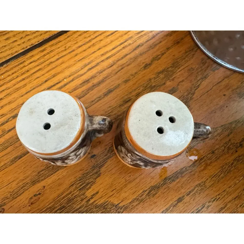 Vintage Stoneware Mug Salt & Pepper Shakers Drip Glaze Rustic Beer Stein - Picture 3 of 5